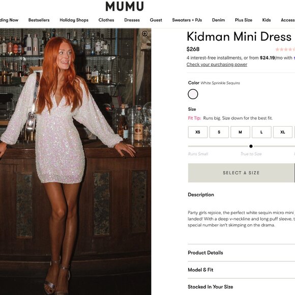 Show Me Your Mumu Kidman Mini Dress – White Sprinkle Sequins (Small) - Picture 4 of 5